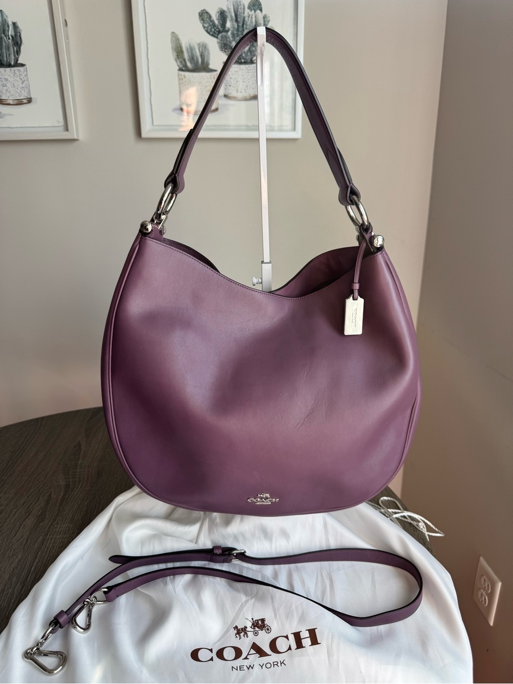 Coach Nomad Hobo In Glovetanned Leather In Eggplant